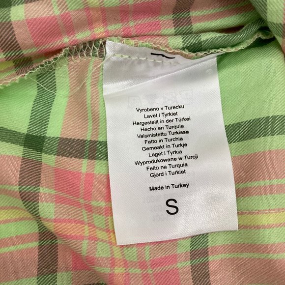 The Ragged Priest Symbol Plaid Cargo Pants Size S Hi-rise Green Pink 100% Cotton - Picture 8 of 9